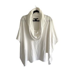 LOVE STITCH Boho Oversized Cowl Neck Poncho Sweater White